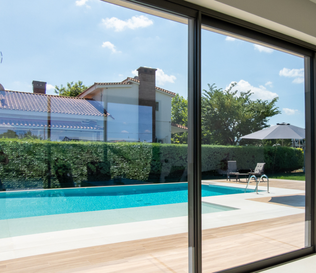 large sliding glass doors in black